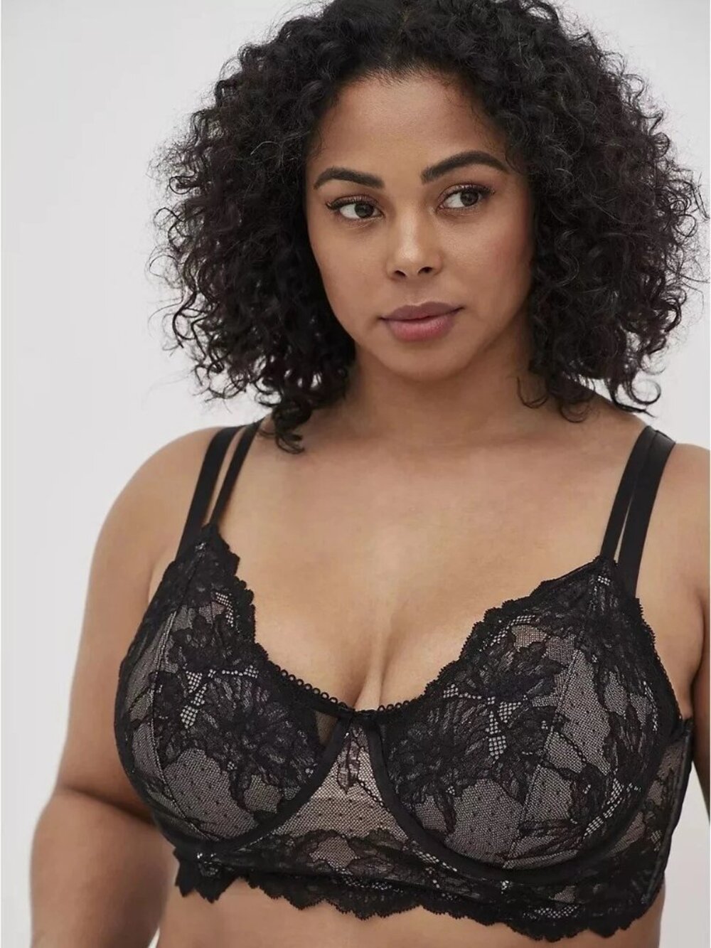 NWT Torrid Size 2 2X Black Dot Lace Longline Unlined Underwire Bralette Bra